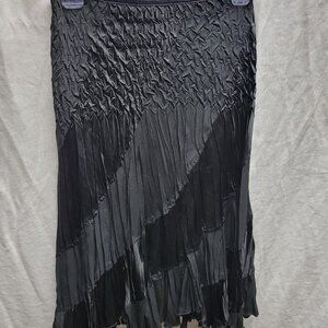 Cache Black Crinkle Pleated Skirt - Medium